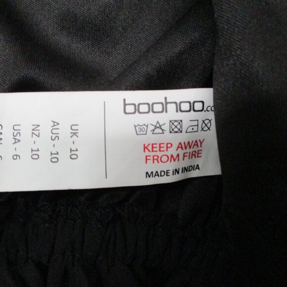 NWT BooHoo Sheer Crop Wrap Top Black Women Size | 6 - Picture 8 of 13